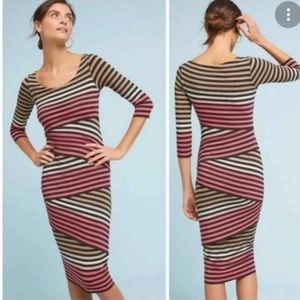 🆕Bailey 44 Anthropologie Striped Knit Column Dress Bodycon Dress Size Large